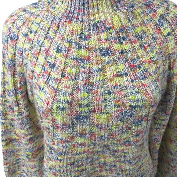 Aerie Multicolor Confetti Funnel Mock Neck Ribbed Pullover Sweater Top Size S - Picture 3 of 5